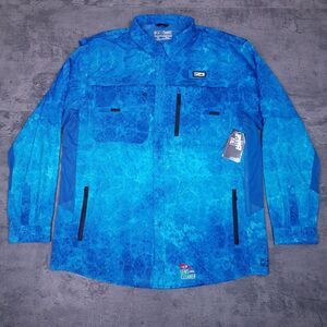 PELAGIC Eclipse Pro Series Hexed Guide Offshore Fishing LS Shirt Mens 3XL Blue